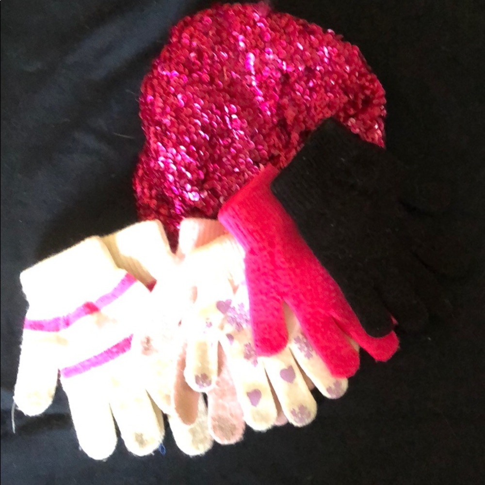 Beanie hat and one size all gloves